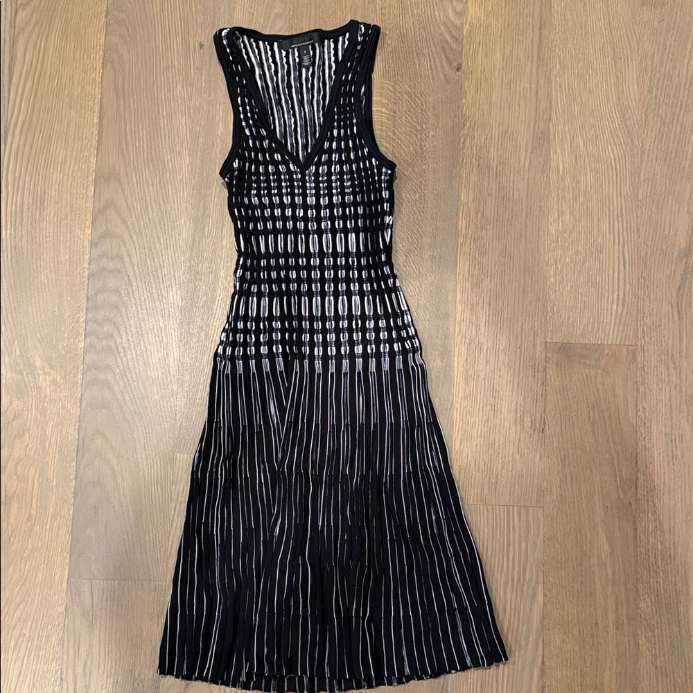 White House Black Market Black and White Patterned Midi Dress
